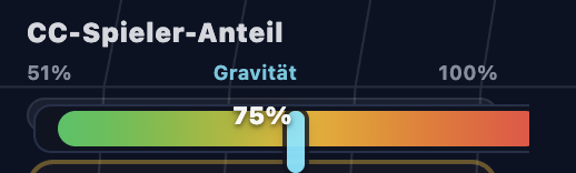 Slider de Gravity / CC Player Share en la barra lateral izquierda